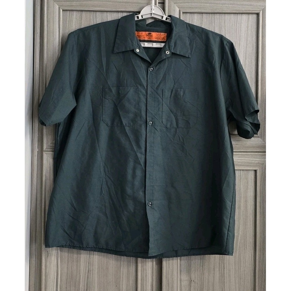 Red Cap Clothing Mens SS Button Down Work Shirt Size 3XL Deep Green